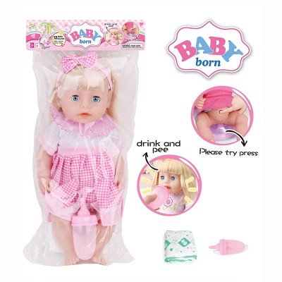 16 inch real looking silicone newborn vinyl baby dolls with accessories with IC can drink and pee