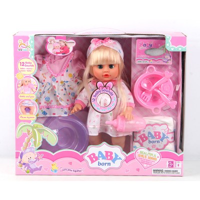 14 inch real looking silicone newborn vinyl baby dolls with accessories with IC can drink and pee