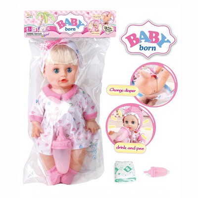 14 inch real looking silicone newborn vinyl baby dolls with accessories with IC can drink and pee