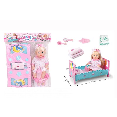 14 inch real looking silicone newborn vinyl baby dolls with accessories with IC &bed  can drink and pee